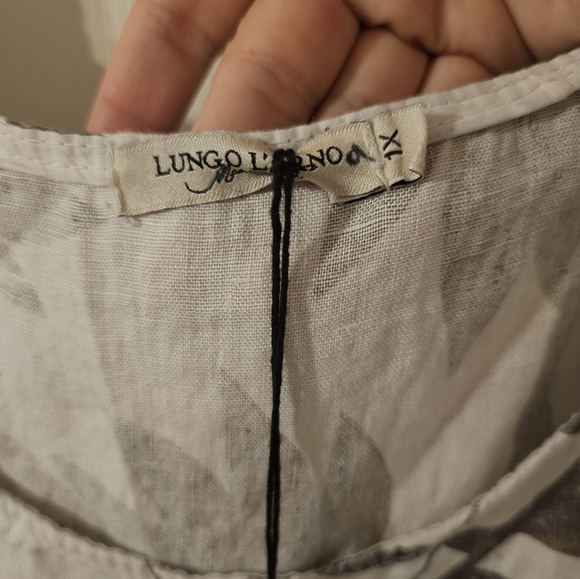 Lungo L'arno NWT Womens 100% Linen Dress Botanical Pockets Made in Italy 1X - Picture 4 of 9